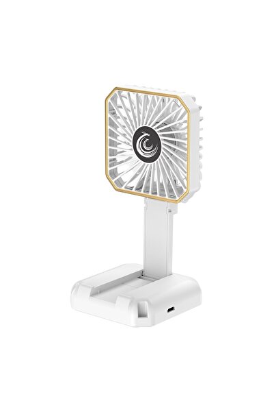 Flippy Portable Fan, Flippy, Neck, Desk, Phone Stand, 14 x 7 cm, USB Charging, ABS, 3 Speeds, White
