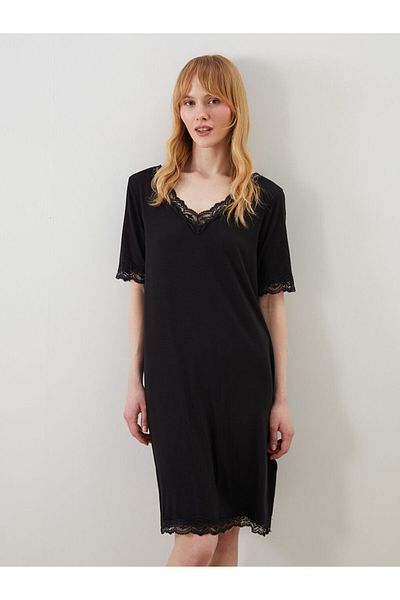 LC Waikiki New Season V-Neck Lace Detailed Women's Nightdress - S5Oy12Z8