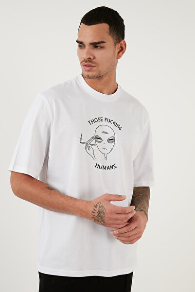offsidesign Λευκό Unisex Oversize T-shirt Those Fucking Humans Alien με στάμπ...