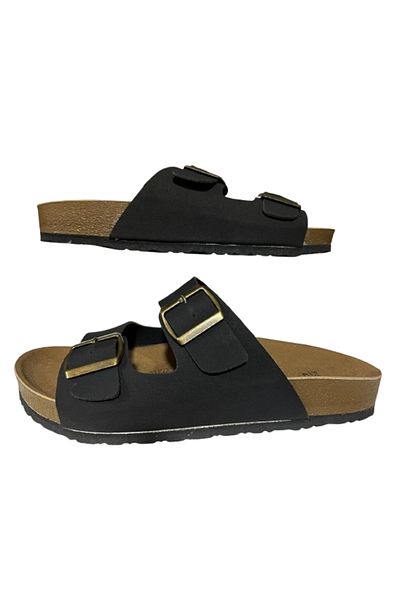 EREN Papuci eleganti cu catarama dubla model Birken Lustre