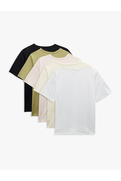 Koton 5 Pack Cotton Crew Neck Short Sleeve Women's T-Shirt Set