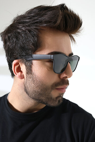 Lozzo Men's Black Solid Glass Matte Sunglasses 23039-1 C2 m Yk