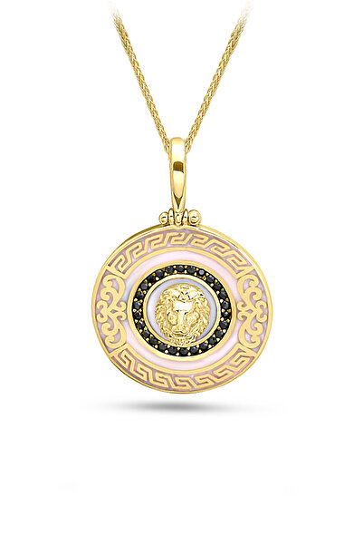 Aslı Gold Beyaz Mineli Altın Aslan Erkek Kolye