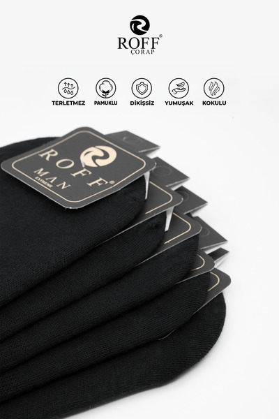 ROFF ÇORAP Roff Cotton Men's Ballerina Socks Seamless Invisible Anti-Slip Silicone Pack of 9