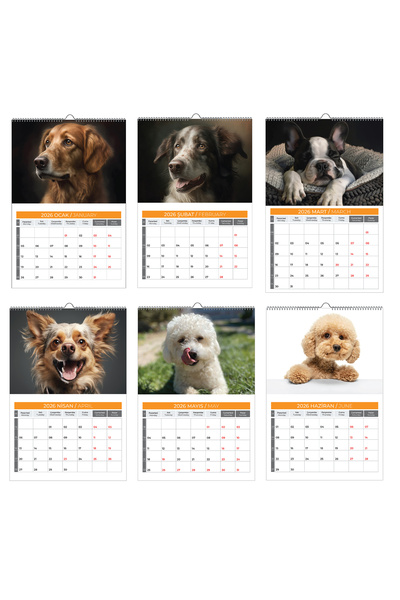 NATURELBASIM 2026 KÖPEK DUVAR TAKVİMİ-PLANLAMALI MODERL SEÇENEĞİ İLE