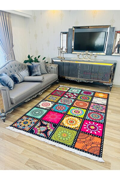 Bordo Halı Yıkanabilir Kaymaz Taban Halı Mutfak Dekor Yolluk Koridor Halısı S...