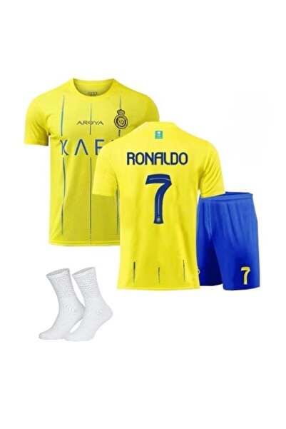 SPECİAL ARENA AL NASIR RONALDO CR7 İÇ SAHA SARI ÇOÇUK FUTBOL FORMASI 4 LÜ SET