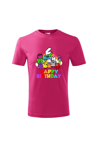 Malfini Tricou personalizat, "Numberblocks - Happy Birthday ", 4 ani,