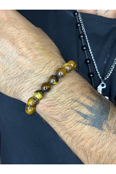 Mos Tespih Tiger Eye Sphere Natural Stone Bracelet