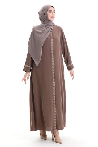 ISTANBUL STYLES Stone Embroidered Crepe Fabric Ferace