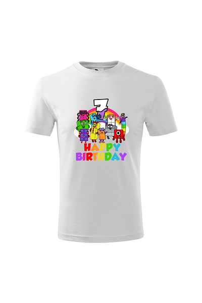 Malfini Tricou personalizat, "Numberblocks - Happy Birthday ", 7 ani