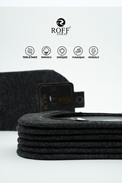 ROFF ÇORAP Roff Cotton Men's Ballerina Socks Seamless Invisible Anti-Slip Silicone Pack of 9