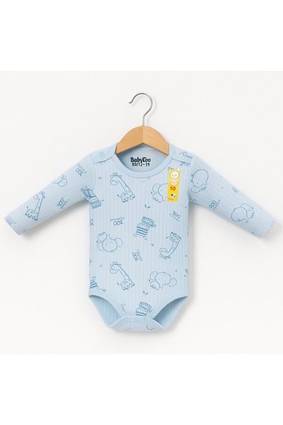 mini mia Baby Badi 0-36 Months |   Report Fabric |   Snap Fastener & Long Sleeve |   Cotton Zoo Pattern