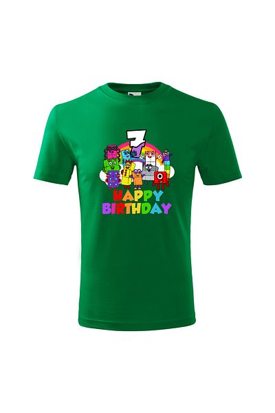 Malfini Tricou personalizat, "Numberblocks - Happy Birthday ", 7 ani