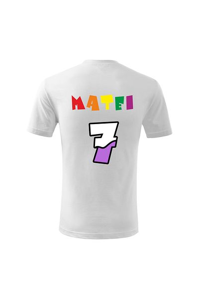 Malfini Tricou personalizat, "Numberblocks - Happy Birthday ", 7 ani