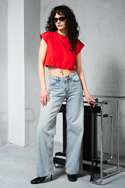 Denim Republic Women's Blue High Waist Baggy Trousers Jeans