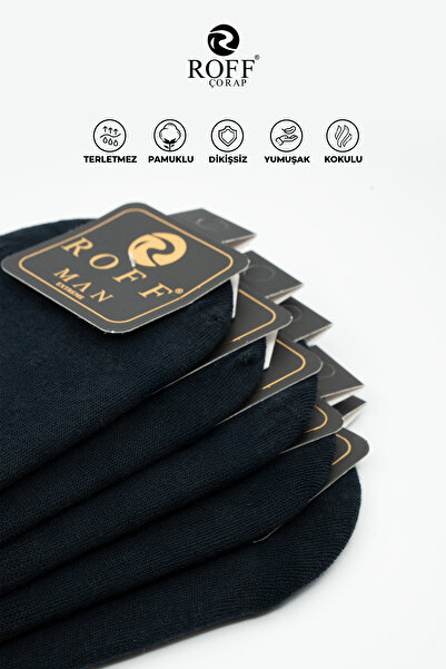 ROFF ÇORAP Roff Cotton Men's Ballerina Socks Seamless Invisible Anti-Slip Silicone Pack of 9