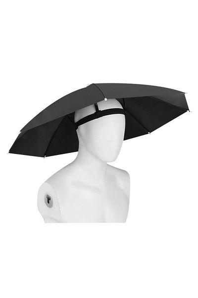 Flippy Umbrelă de cap, rabatabilă, diametru 69 cm, bandă elastică, protecție UV/ploaie, neagră