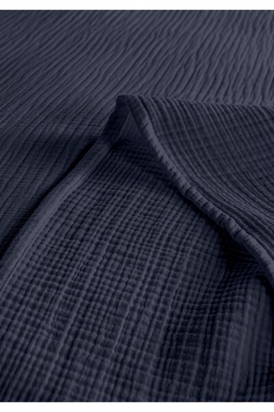 Evim 100% Natural Cotton 4 Layer Muslin Luxury Single Pique Set Navy Blue 160X230Cm