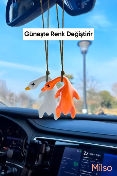 MİLSO Ornament pentru mașină cu rață care se schimbă de culoare la soare – Ac...