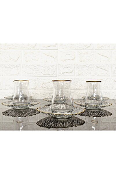 atabey home طقم شاي مكون من 12 قطعة - 6 أكواب و6 أطباق وأكواب شاي إيفا وتفاصي...