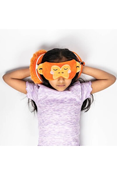 Relaxeazzz وسادة سفر للأطفال وقناع للعين - أدورامالس أورانجوتان