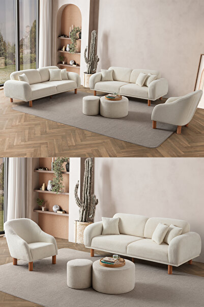 EDSY HOME Regnum Koltuk Takımı 3+3+1 Krem Renk