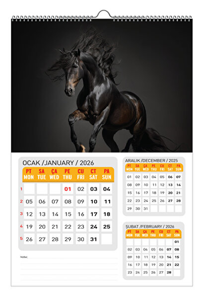 NATURELBASIM 2026 HORS / AT DUVAR TAKVİMİ - PLANLAMALI MODEL SEÇENEĞİ İLE