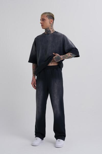 Machinist Ανδρικό ειδικό πλενόμενο φαρδύ μαύρο παντελόνι