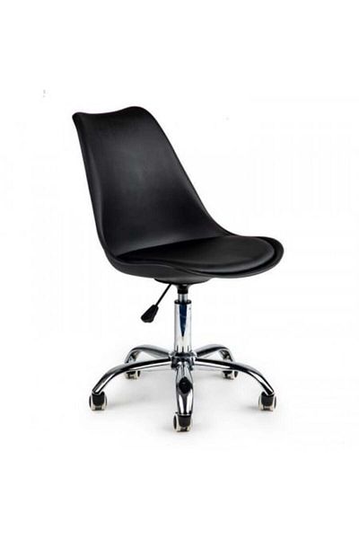 Modern home Swivel office chair with cushion, adjustable height, soft cushion, eco-leather, Black