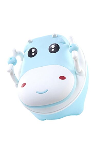 Flippy Children's Potty, +1 year, Portable Cow Design with Lid, Blue