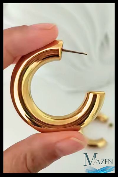 MAZEN C Form Modern Design Earrings |   Gold Color Stainless Steel |   Women's Stylish Accessory |   Jewelry Earrings