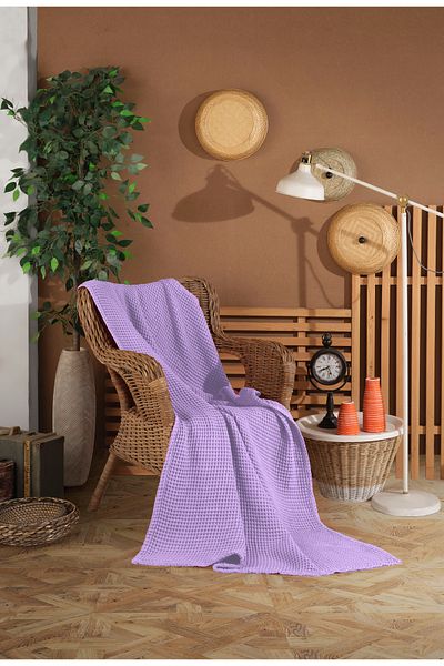 destinyhometex Waffle Pattern Fringeless Sofa Cover/Tv Blanket 100X200Cm