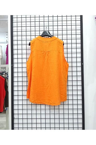 Butik Şans Solid Color Pocket Detail Zero Sleeve Italian Blouse