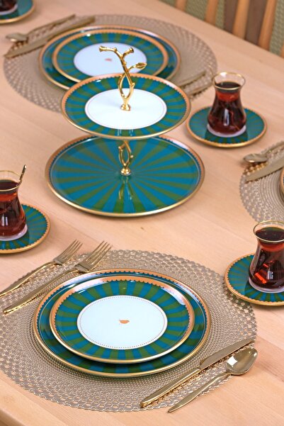 Glore Green Line 34 Parça 6 Kişilik Pasta Servis Takımı