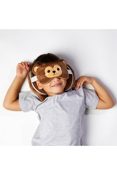 Relaxeazzz Çocuk Seyahat Yastığı ve Göz Maskesi-Monkey