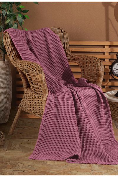 destinyhometex Waffle Pattern Fringeless Sofa Cover/Tv Blanket 100X200Cm
