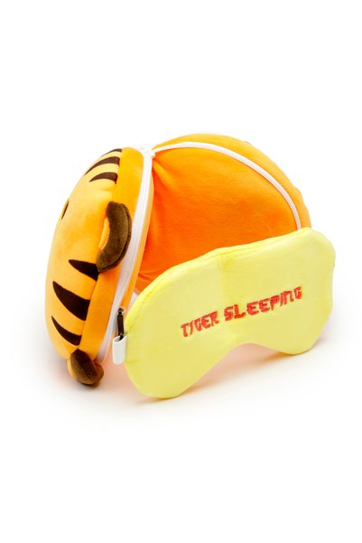Relaxeazzz Children's Travel Pillow and Eye Mask-Tiger
