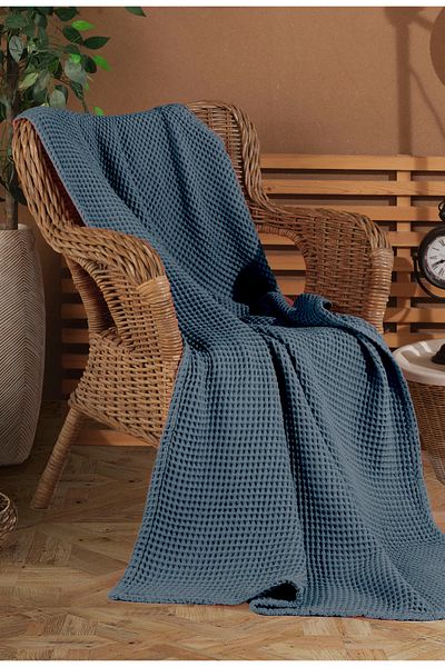 destinyhometex Waffle Pattern Fringeless Sofa Cover/Tv Blanket 100X200Cm