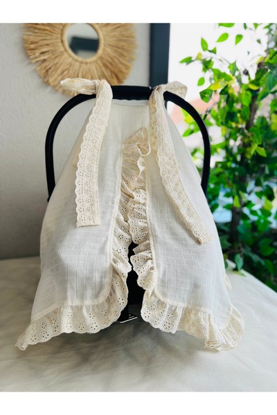 eyma home غطاء عربة أطفال مكشكش من القطن بنسبة 100% من طبقة واحدة من الموسلين