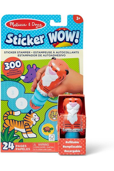 Melissa & Doug Sticker WOW! Sticker Stamper & Activity Pad – Tiger Theme – Kids Ages 3+