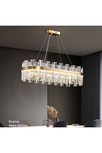 LUXXO Candelabru LED Chloe Long M, 80W, tricolor, decorațiuni din cristal, 80x40x25cm