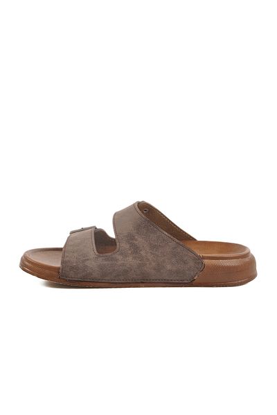 Foxter Brown Double Buckle Men's Flat Slippers