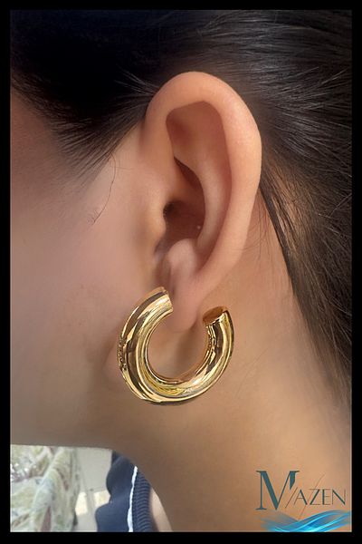 MAZEN C Form Modern Design Earrings |   Gold Color Stainless Steel |   Women's Stylish Accessory |   Jewelry Earrings