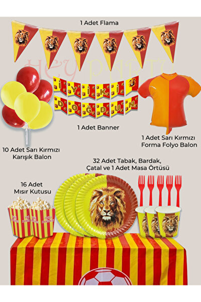 PartyPoo Yellow Red Fan Birthday Party Supplies Set for 32 People |   Set wit...