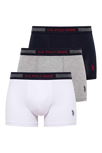 U.S. Polo Assn. Erkek Pamuklu Ve Likralı 3'lü Boxer