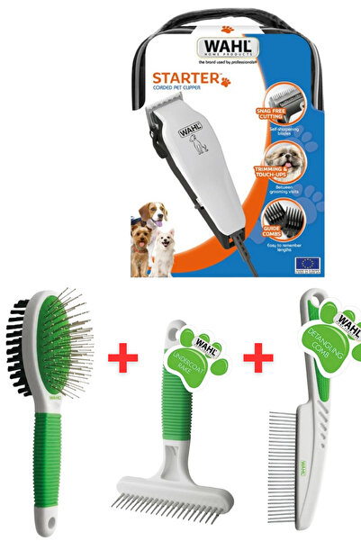 Wahl Starter 0462 Pet Makinesi+Pet Tüy Düğüm Çözme+Geniş Çift Taraflı Metal F...