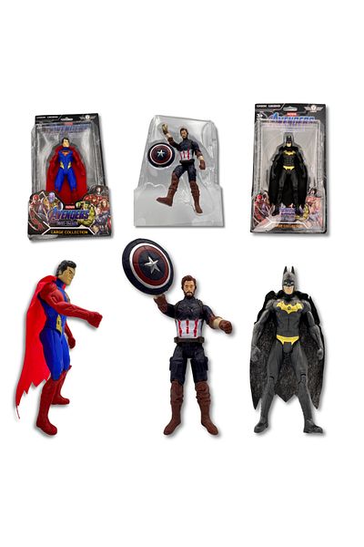 HAIZOL Action Figure Toy 3-Pack, Iron Man, 6-inch Figures, Spider-Man, Captain America, For Kids Ages 4 and