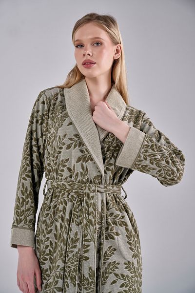 Nuşa Robă elegantă și elegantă din jacquard Niki din catifea din bumbac din bambus