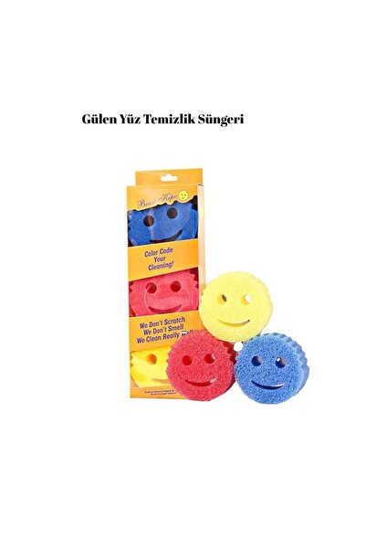 woodhub Gülen Yüzlü Ekstra Güçlü Bulaşık Süngeri, 3 Adet, Lekeleri Temizler